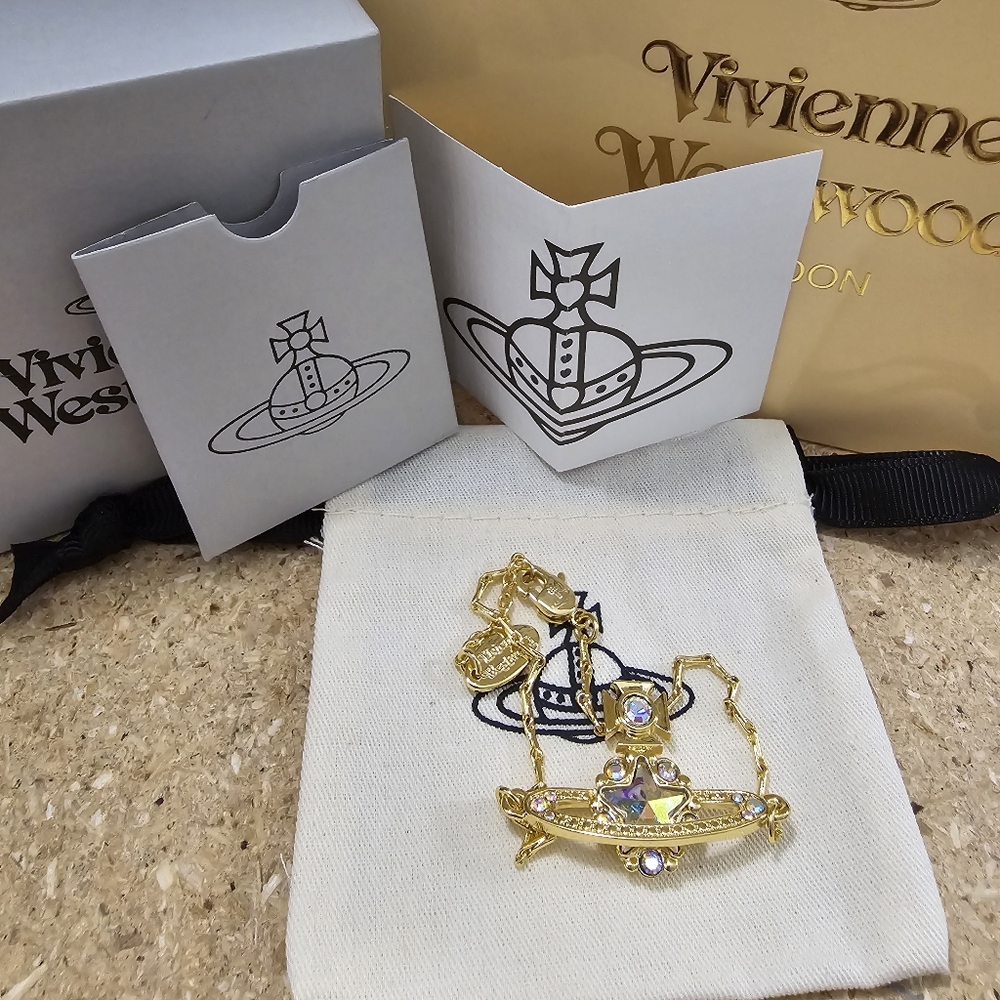 Vivienne Westwood Ismene White CZ Gold Bracelet